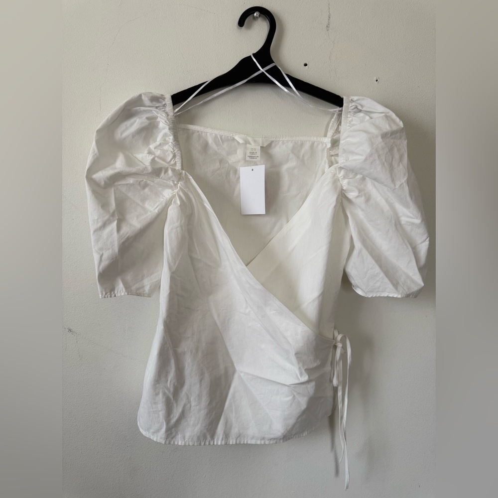 NWT H&M White Wrap Top